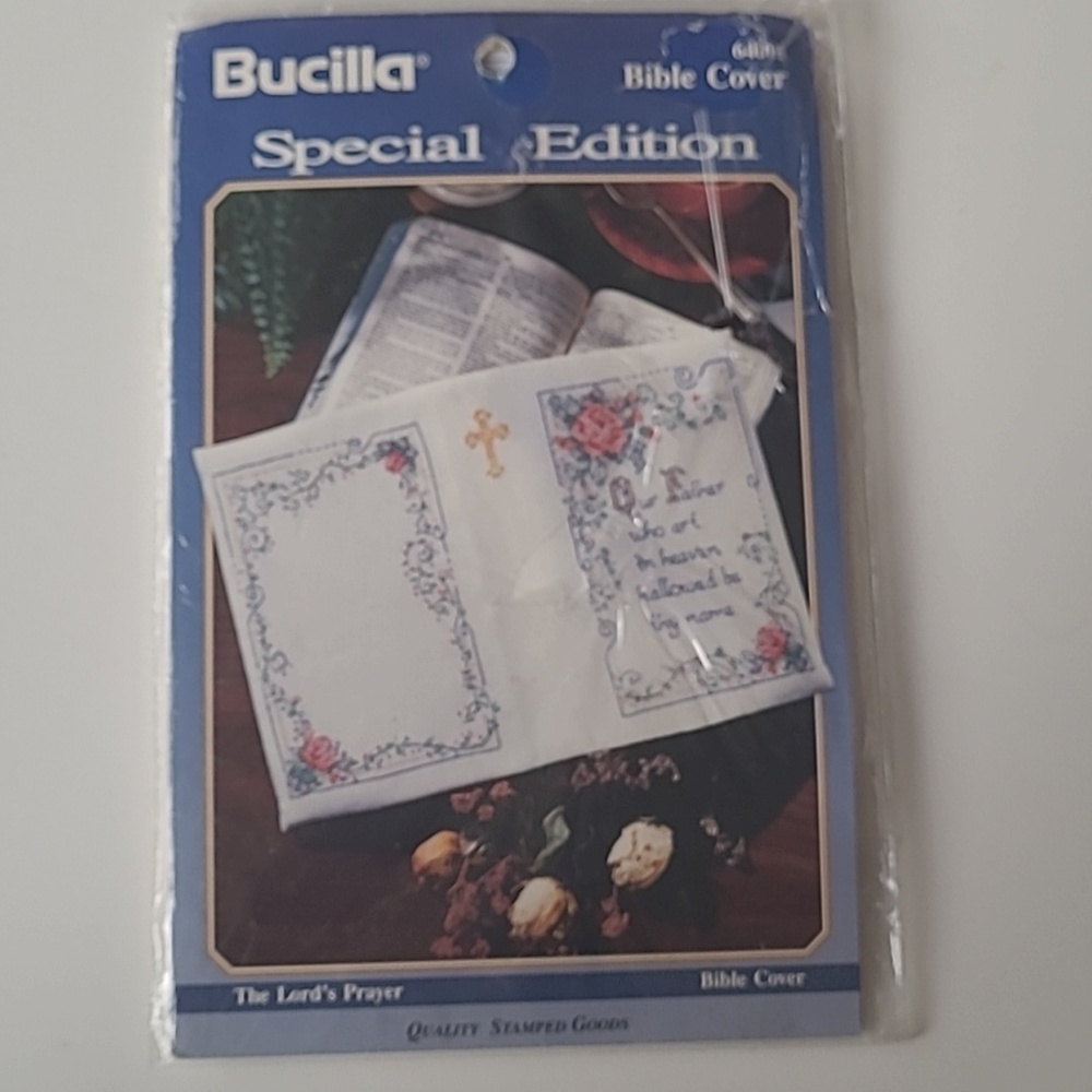 Bucilla Special Edition The Lord's Prayer Bible Cover Stamped Cross Stitch 1993